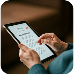 Accessible website shown on a tablet